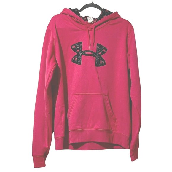 Under Armour Womens Size Small Pink Hoodie With Logo & Patterned Hood - Picture 1 of 8